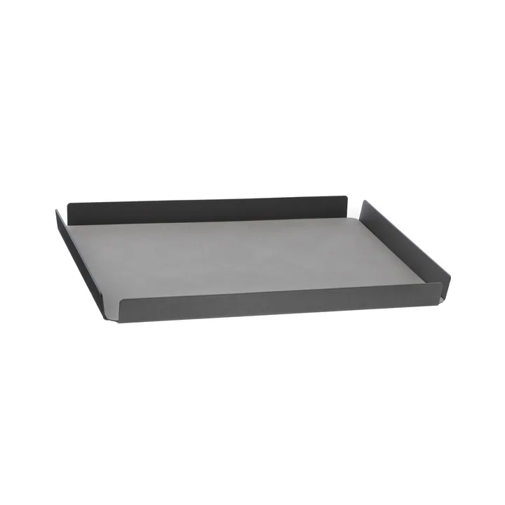 Lind DNA - Plateau Square M , 28 x 36 cm, aluminium anthracite, Double Nupo anthracite / Nupo gris clair (2 mm)