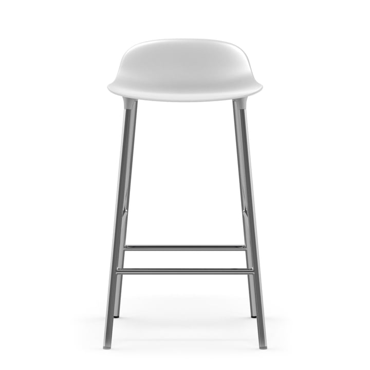 Forme tabouret de bar 65 cm cadre chromé par Normann Copenhagen en blanc