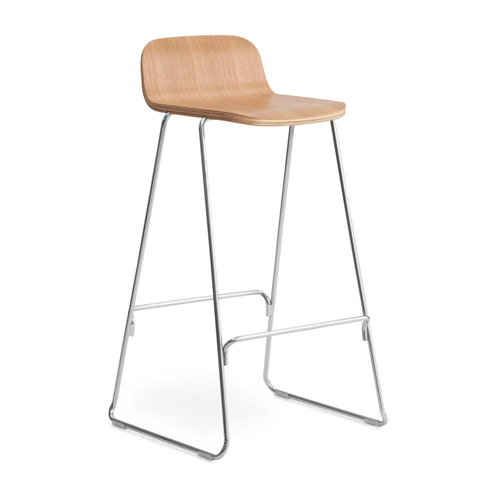 Just tabouret de bar avec dossier H 75 cm de Normann Copenhagen en chêne nature / chrome