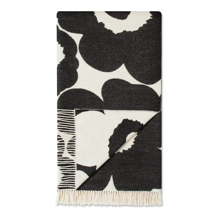 Unikko Couverture en laine 130 x 192 cm de Marimekko en noir / blanc