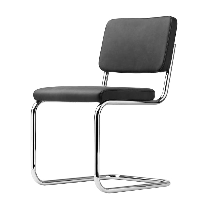 S 32 PV chaise de Thonet en chrome / cuir Linea noir (622 Nero)