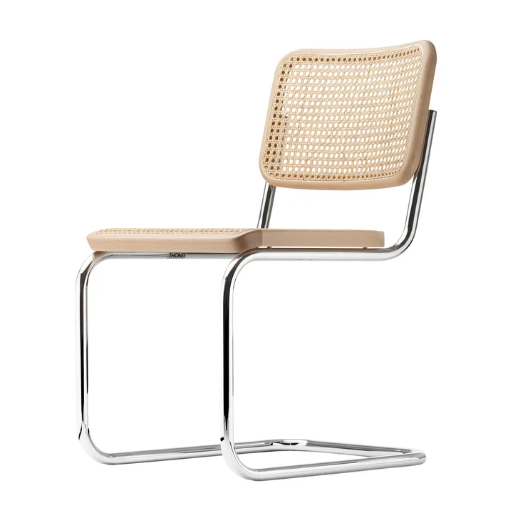 S 32 Chaise de Thonet en chrome / hêtre naturel (TP 17) / cannage