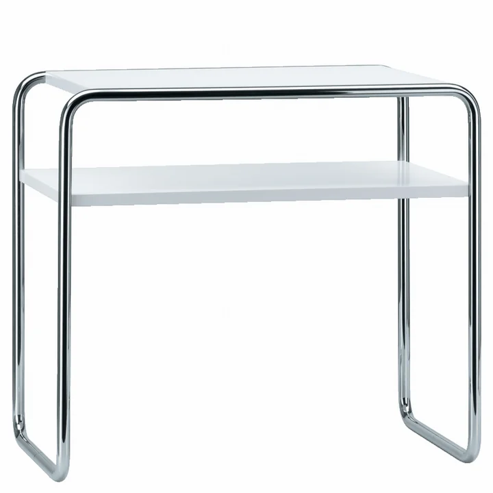 B 9 d/1 Table de composition, chrome / laque de finition blanc pur (RAL 9010) de Thonet