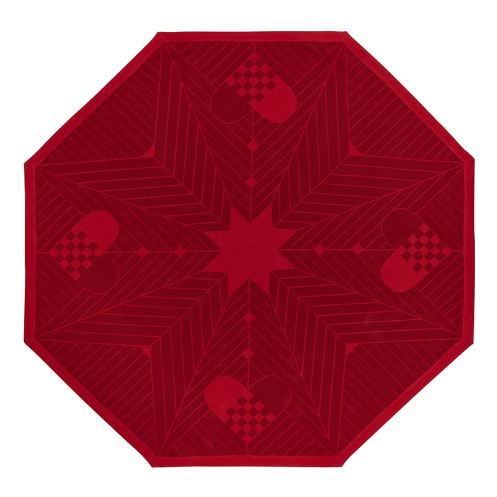 Tapis de Noël octogonal 130 x 130 cm par Georg Jensen Damask en rouge foncé