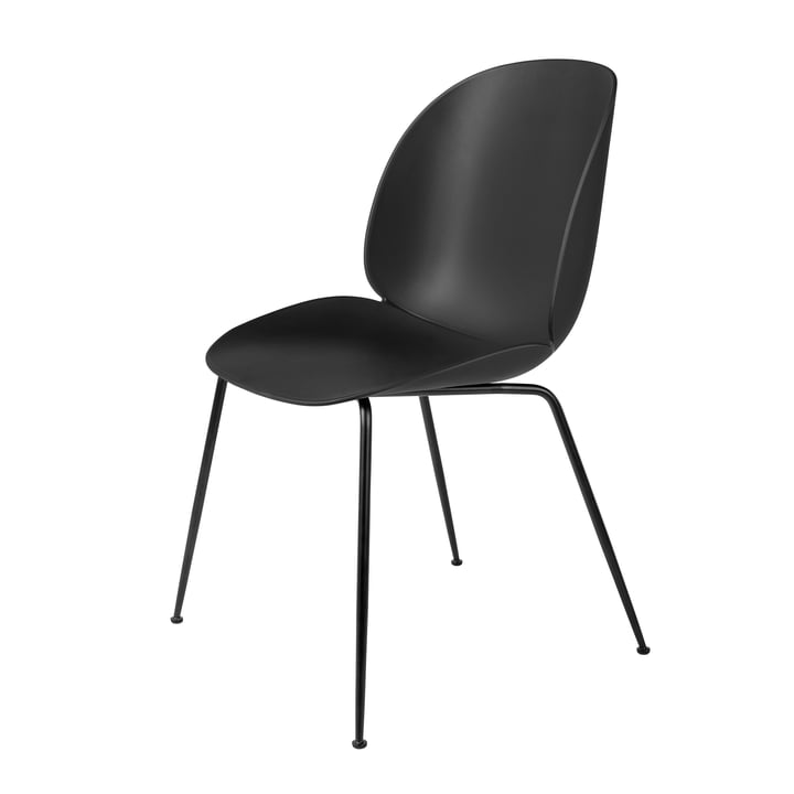 Dining Chair Beetle base conique par Gubi en noir / noir
