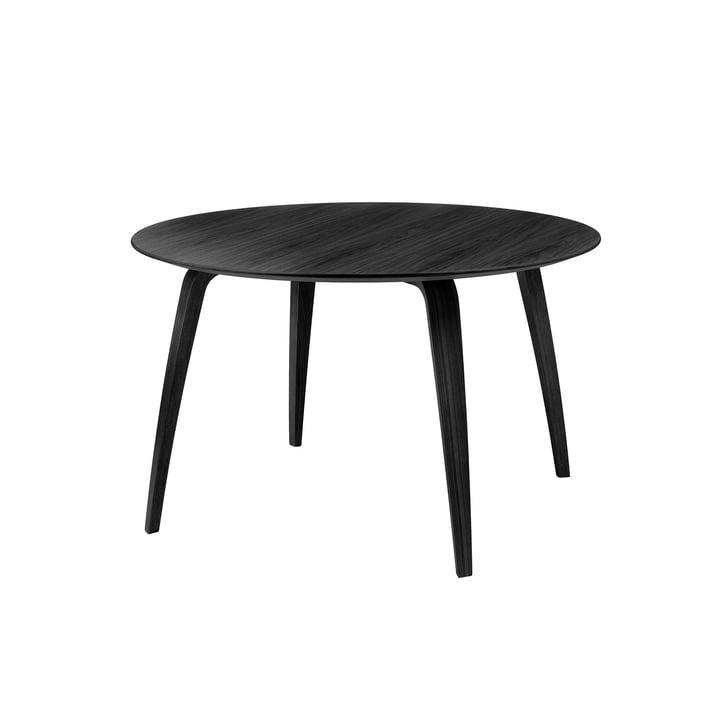 Table Ø 120 x 72 cm de Gubi en bois de frêne teinté en noir