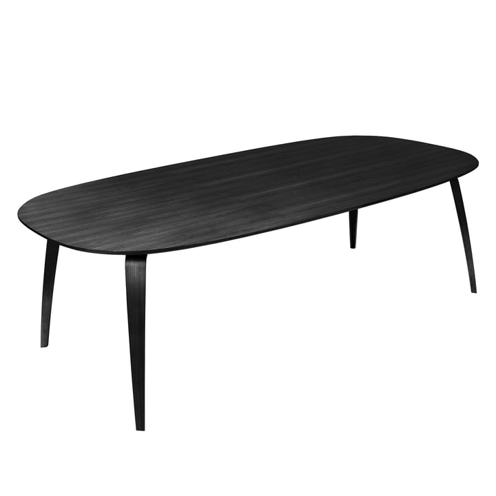 Table elliptique 120 x 230 cm de Gubi en bois de frêne teinté en noir