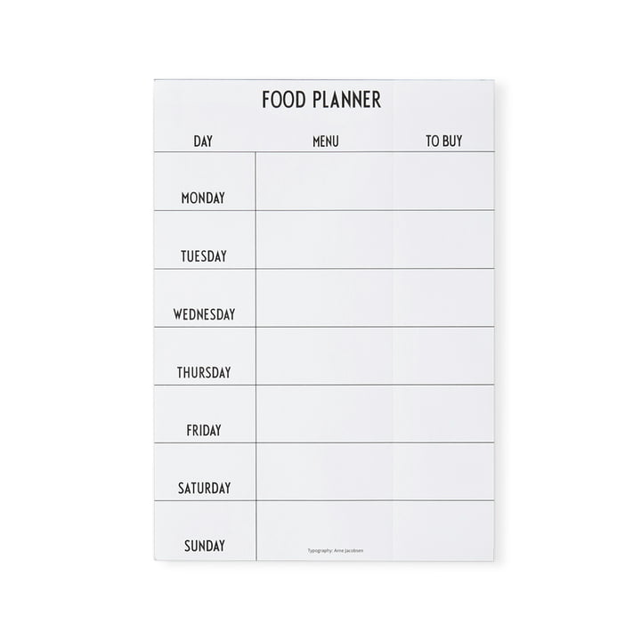 Weekly Food Planner A4 par Design Letters en blanc
