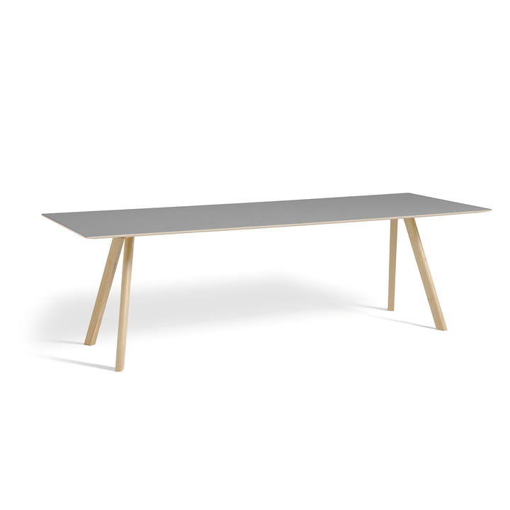 Copenhague CPH30 Table de salle à manger 250 x 90 cm de Hay en chêne laqué mat / plateau de table en linoléum gris