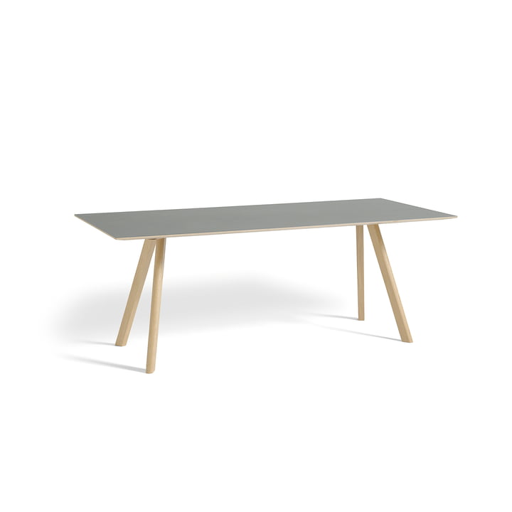 Copenhague CPH30 Table de salle à manger 200 x 90 cm de Hay en chêne laqué mat / plateau de table en linoléum gris