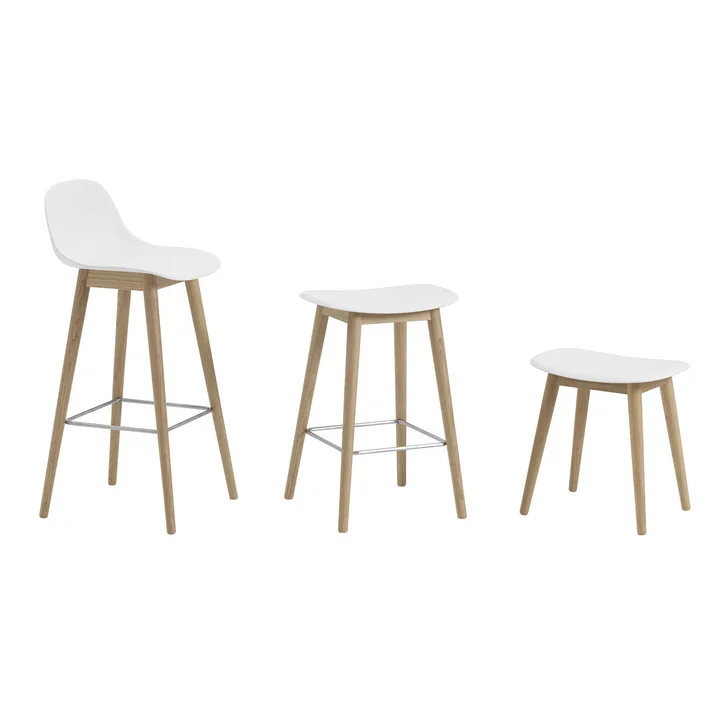 Tabouret Fibre par Muuto avec structure en bois
