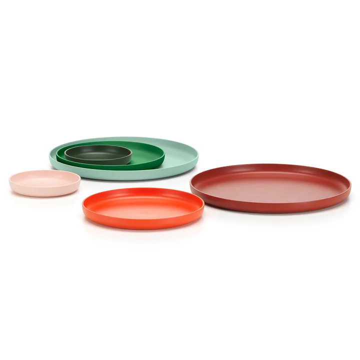 Les Trays de Vitra, rouge et vert (lot de 3)