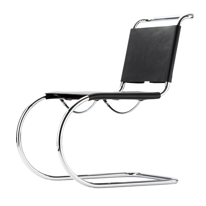 Chaise S 533 L de Thonet en chromé / cuir sellier noir