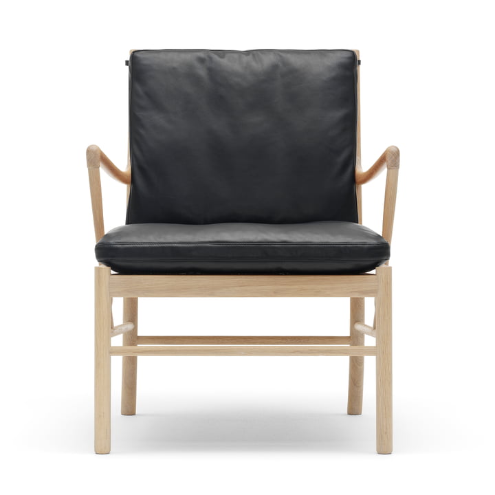Der Carl Hansen - OW149 Colonial Chair , chêne savonné / cuir noir