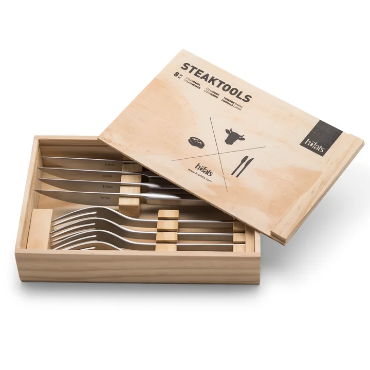 Les couverts à steak de höfats, acier inoxydable brossé (8 pièces)