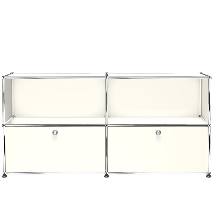 Le buffet M avec deux portes abattantes en bas, blanc pur (RAL 9010) de USM Haller