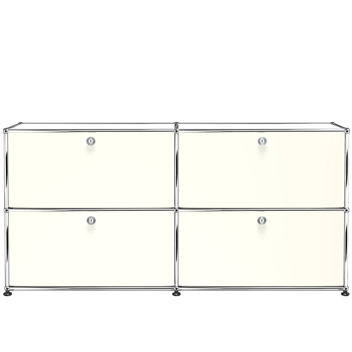 Le buffet M avec quatre portes abattantes, blanc pur (RAL 9010) de USM Haller