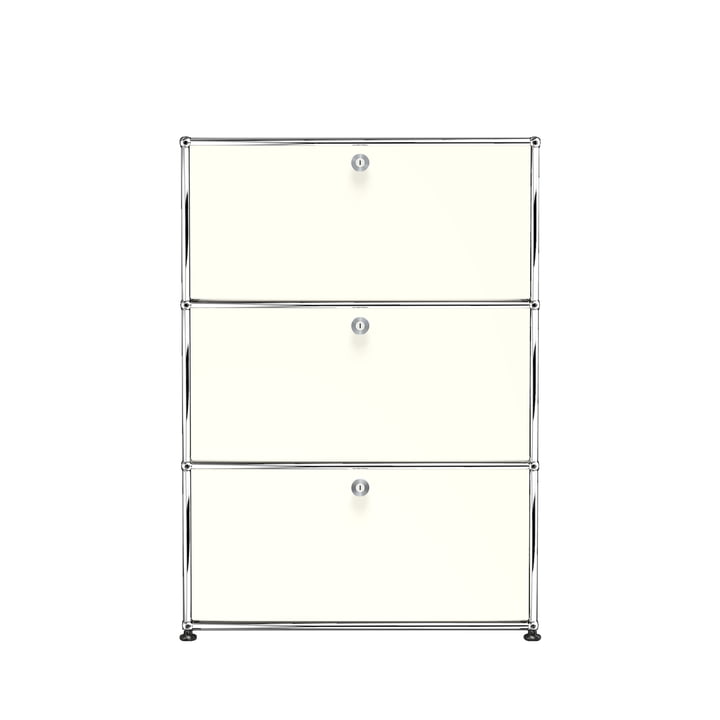 Le buffet haut S avec trois portes abattantes, blanc pur (RAL 9010) de USM Haller