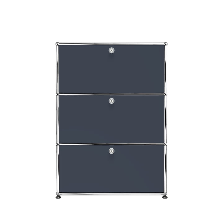 Le buffet haut S avec trois portes abattantes, gris anthracite (RAL 7016) de USM Haller