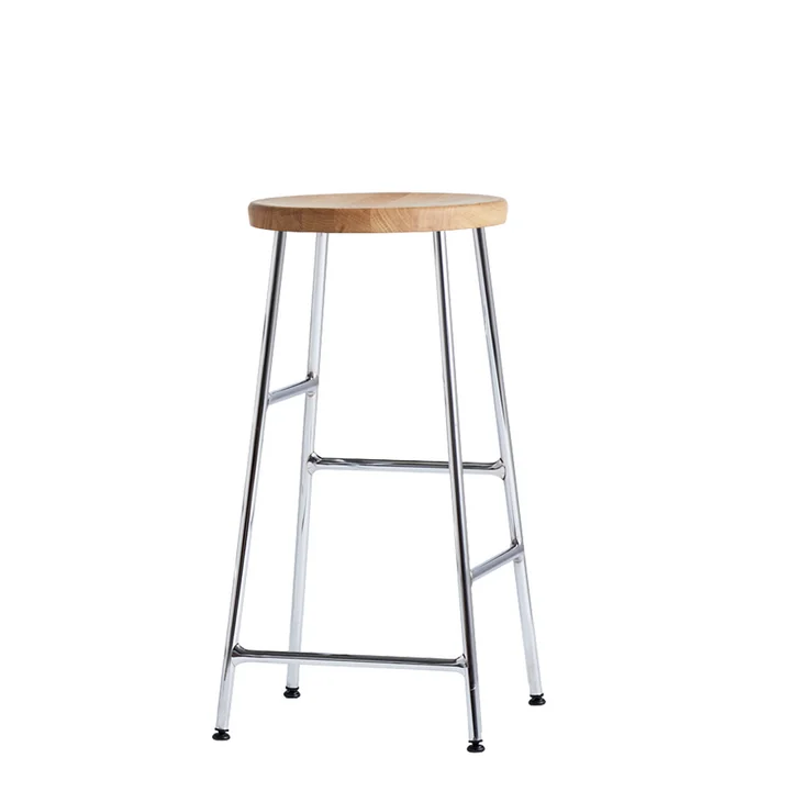 Tabouret de bar Cornet Low H 65 cm par HAY en chêne huilé / chromé