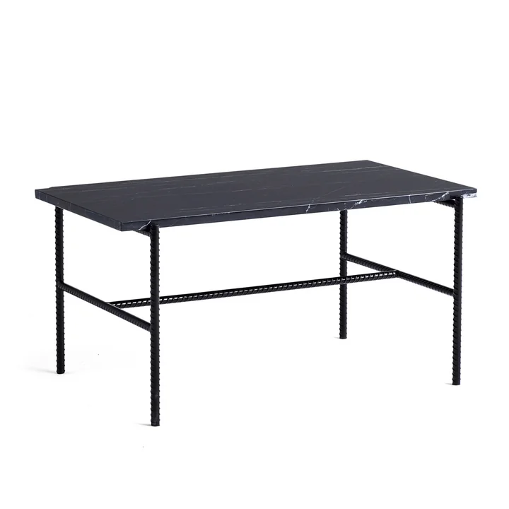 Table d'appoint rectangulaire Rebar par HAY en marbre / noir