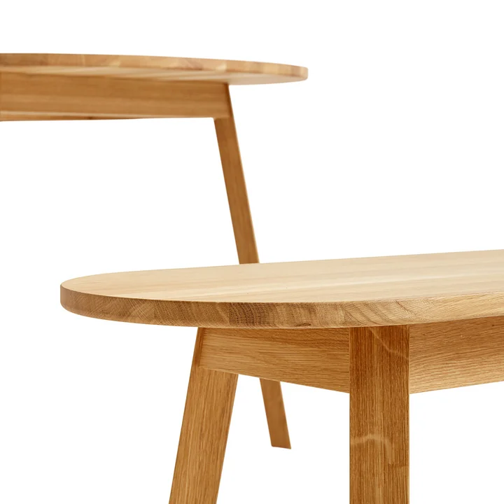 Table à manger et banc Triangle Leg par HAY en chêne huilé