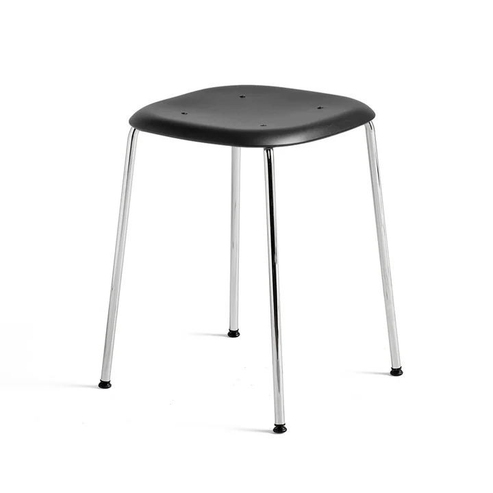 Tabouret Soft Edge P70 de HAY en chrome / noir
