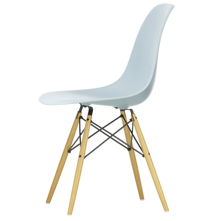 Vitra - Eames Plastic Side Chair DSW (H 43 cm), érable jauni / gris glace, patins feutres blancs