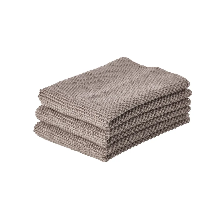 Das Zone Denmark - Chiffon de nettoyage, 27 x 27 cm, taupe brun (set de 3)