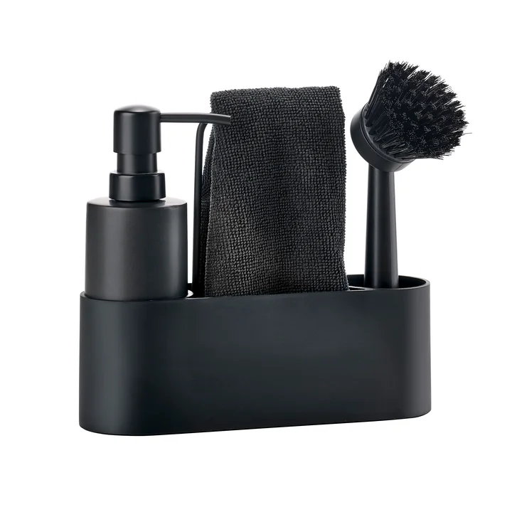 Das Zone Denmark - Set de vaisselle avec chiffon (4 pièces), noir