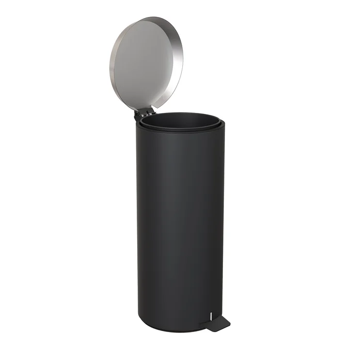 Poubelle à pédale 550 en noir / acier inoxydable brossé par Frost