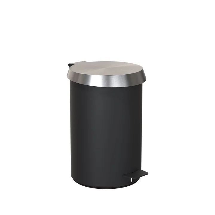 Poubelle à pédale 350 en noir / acier inoxydable brossé par Frost