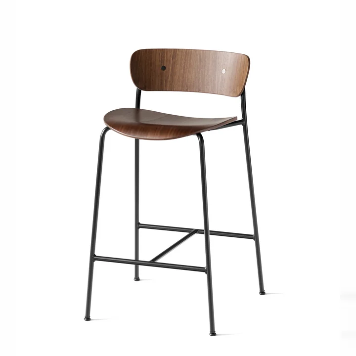 Pavilion Tabouret de bar AV7 de & tradition - H 85 cm, noir / noyer verni