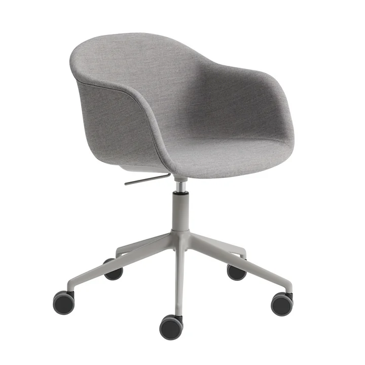 Fauteuil de bureau en fibre Swivel Base de Muuto en aluminium gris / gris (Remix 133)