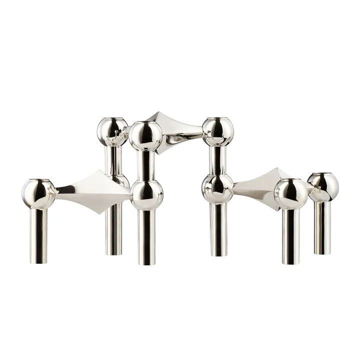 Porte-bougies, set de 3 de Stoff Nagel en chrome