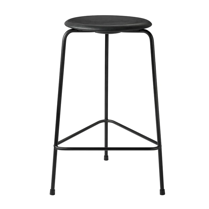 Dot Tabouret de bar de Fritz Hansen - H 65 cm, cuir noir / piètement noir