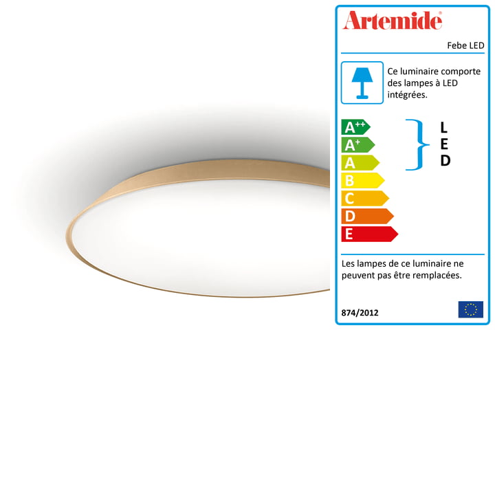 Febe Applique et plafonnier à LED de Artemide en gris tourterelle