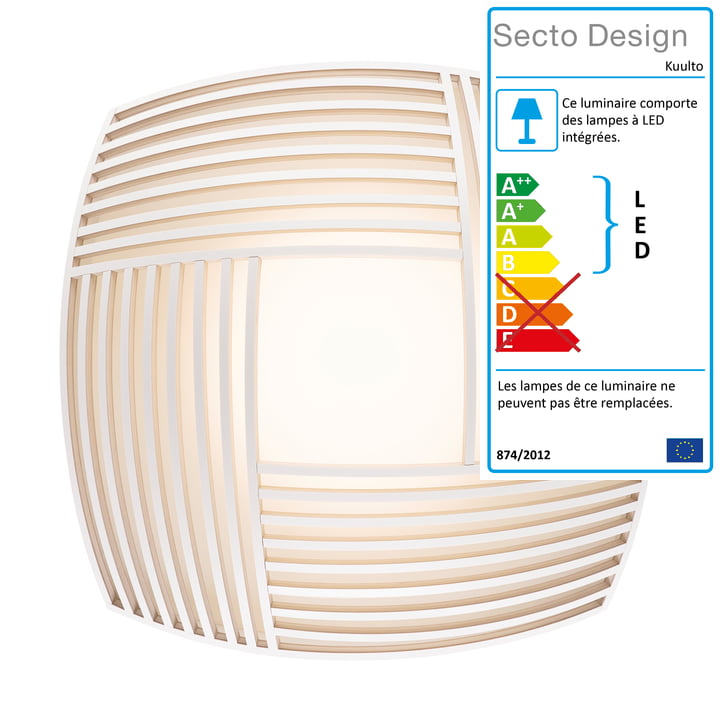 Kuulto 9100 Applique murale et plafonnier à LED de Secto en blanc