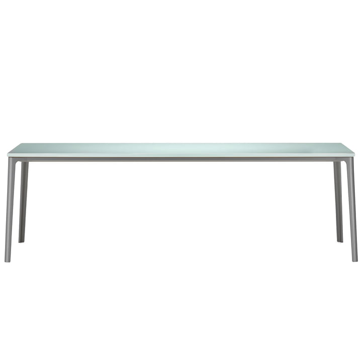Vitra - Table à plateaux Vitra, 220 x 100 cm, plateau de table ESG verre flotté satiné / base terre grise