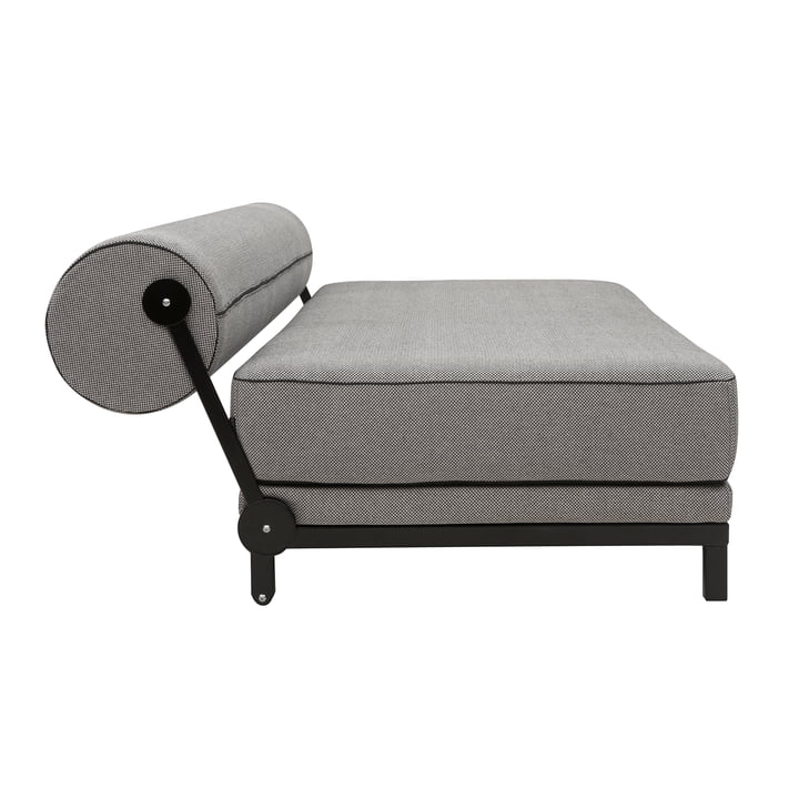 Lit de jour Sleep Daybed by Softline en noir / noir passepoilée / housse Cento noir / blanc (470)