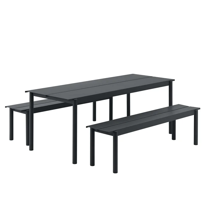 Linear Steel Banc et table en noir de Muuto