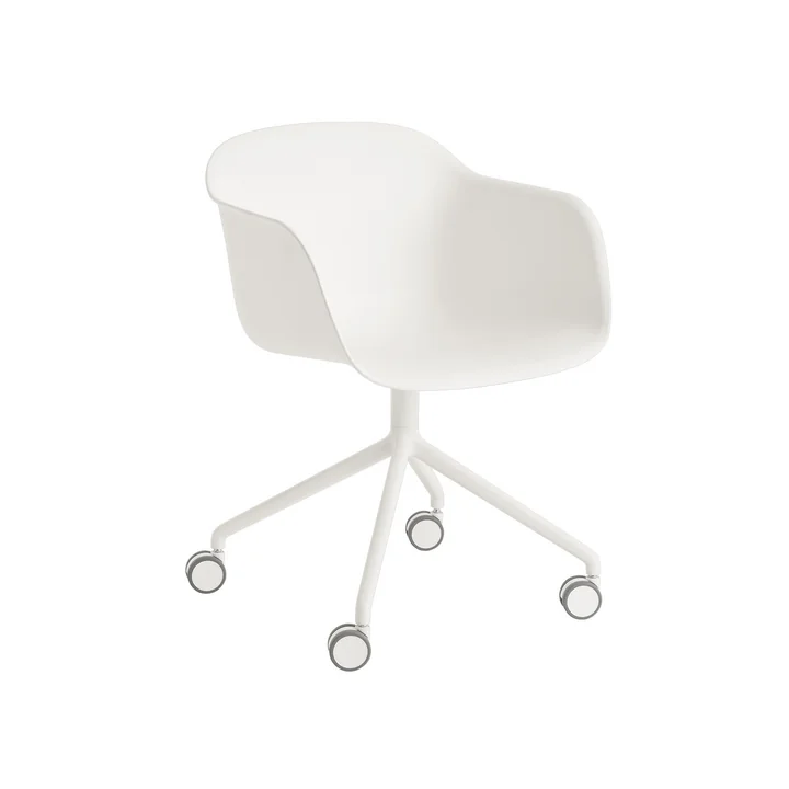 Fauteuil Fibre Fauteuil Swivel avec roulettes en blanc par Muuto