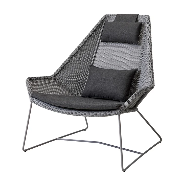 Breeze Highback - Fauteuil (5469) de Cane-line en gris clair avec set de coussins