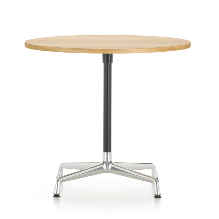 Table contract Ø 80 cm de Vitra en aluminium poli / basique foncé / chêne clair
