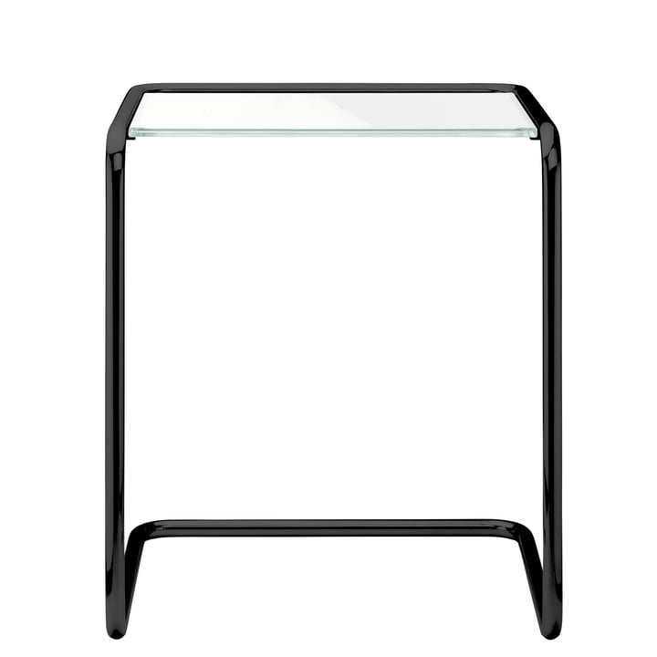 B 97 a Table d'appoint, 34,5 x 41,5 cm, châssis noir RAL 9005 / Verre (toutes saisons) Thonet 