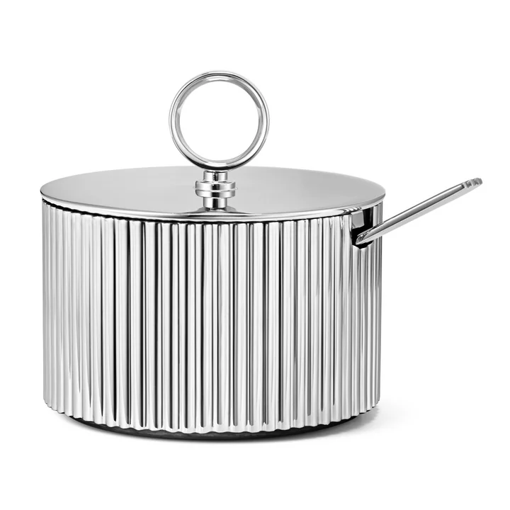 Sucrier Bernadotte avec cuillère de Georg Jensen en acier inoxydable poli