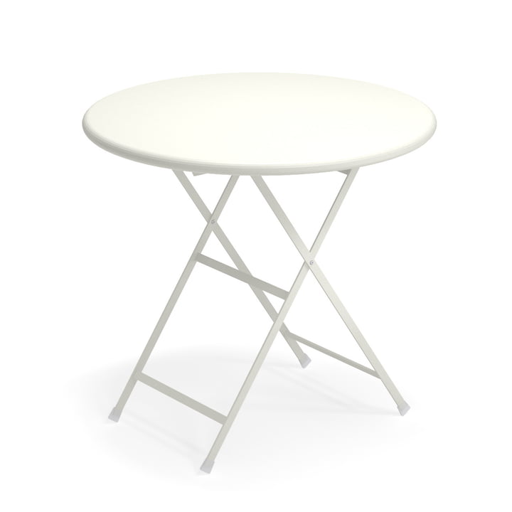 Table pliante Arc en Ciel, Ø 80 x H 74 cm en blanc par Emu 