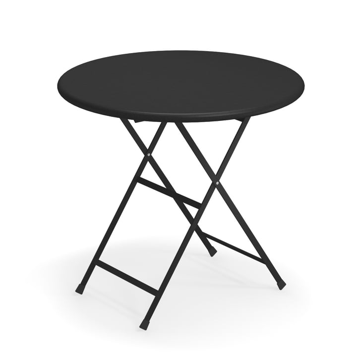 Table pliante Arc en Ciel, Ø 80 x H 74 cm en noir par Emu 