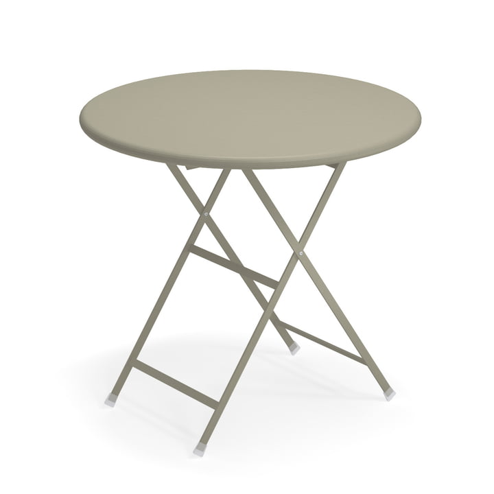 Table pliante Arc en Ciel, Ø 80 x H 74 cm en gris-vert par Emu 