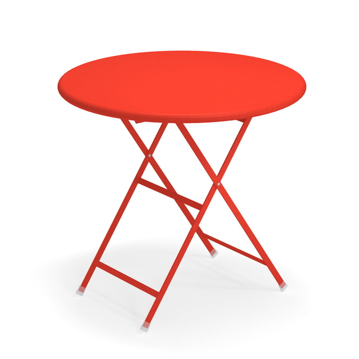 Table pliante Arc en Ciel, Ø 80 x H 74 cm en rouge écarlate par Emu 